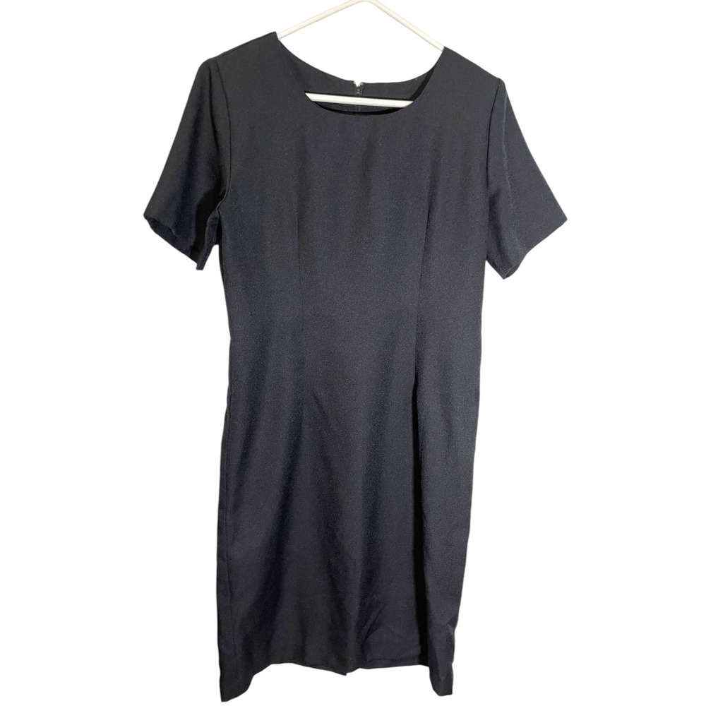 Two Twenty 14 Black Sheath Dress Short Sleeve Scoop Neck Formal Professional